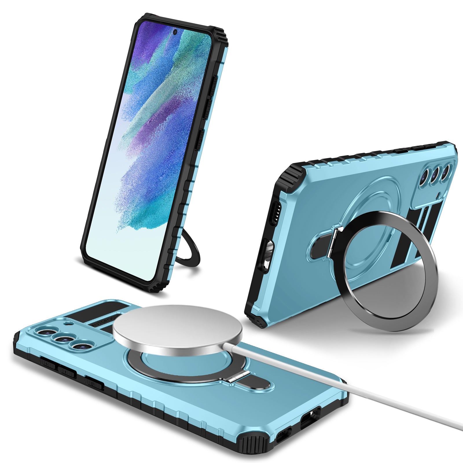 For Samsung Galaxy S21 FE 5G Cell Phone Case PC TPU Magnetic Metal Ring Kickstand Cover For Samsung Galaxy S21 FE 5G Cell Phone Case PC TPU Magnetic Metal Ring Kickstand Cover